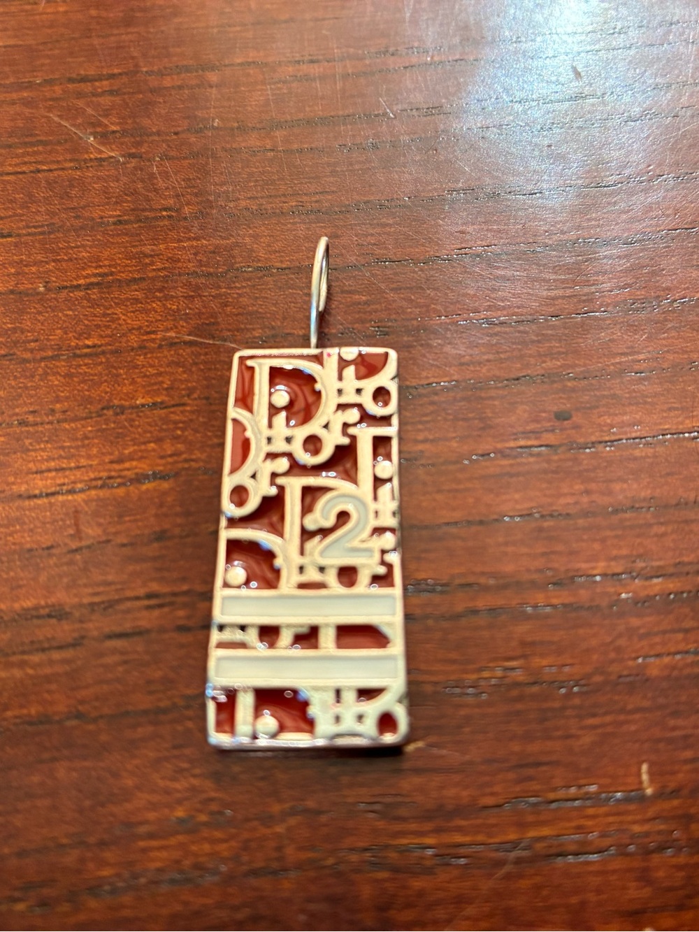 Dior Silver-Tone Red Enamel Number 2 Pendant